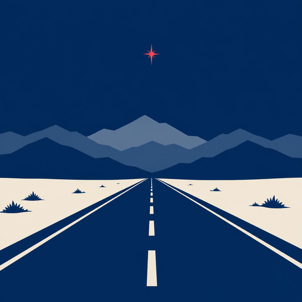 Abstract compass, open road, and American flag illustration